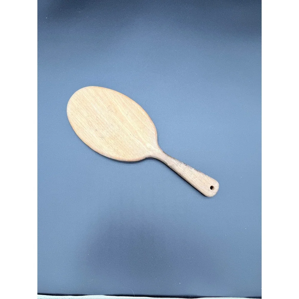 Vintage‎ Handheld Wood Mirror Oval Natural Grain Vanity Hand Mirror Brown